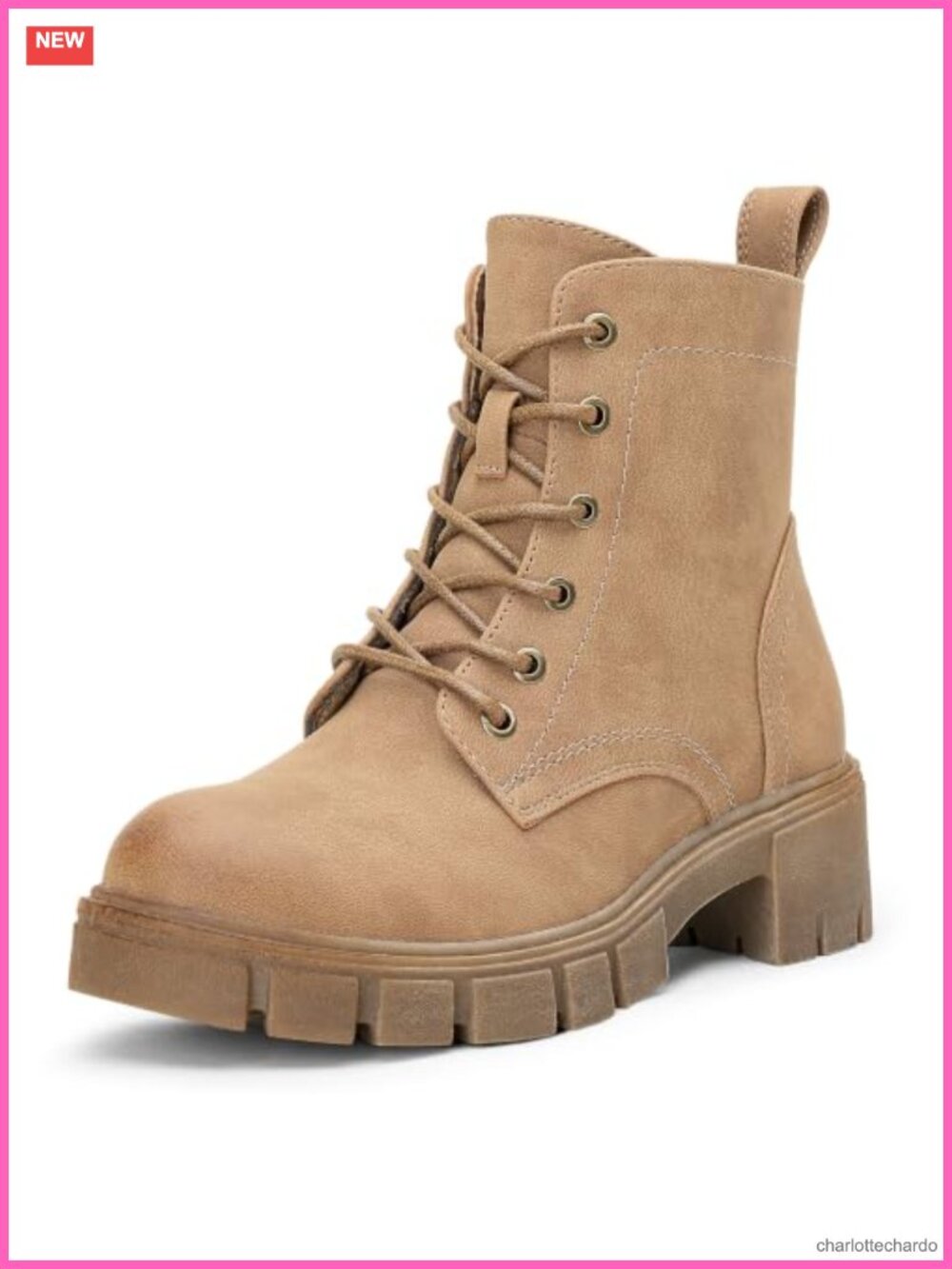 Faux Leather Lace-Up Chunky Platform Combat Ankle Boots with Side Zipper